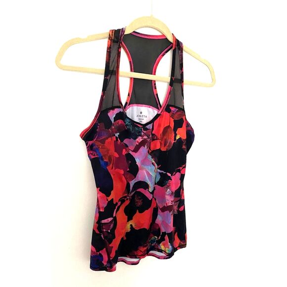 Athleta Chi Mesh Floral Racerback Tank Top Lightweight Stretchy Activewear XXS - Picture 4 of 9